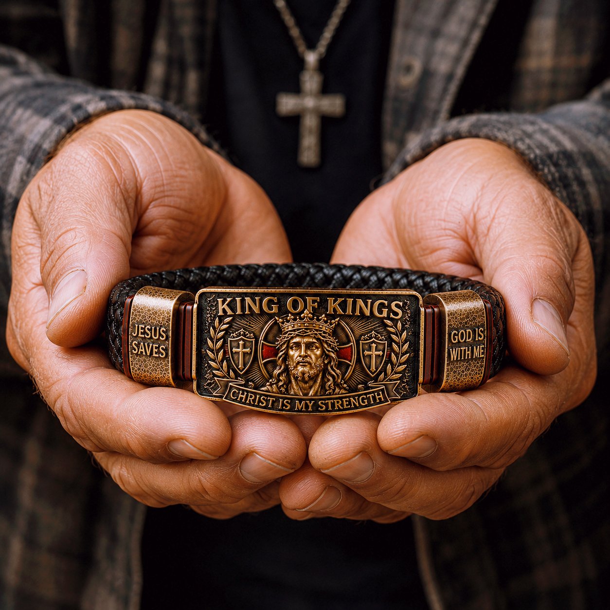 ✝️KING OF KINGS bracelet - 🙏Fit: Flexible design – fits most wrists (7–10.5 in)