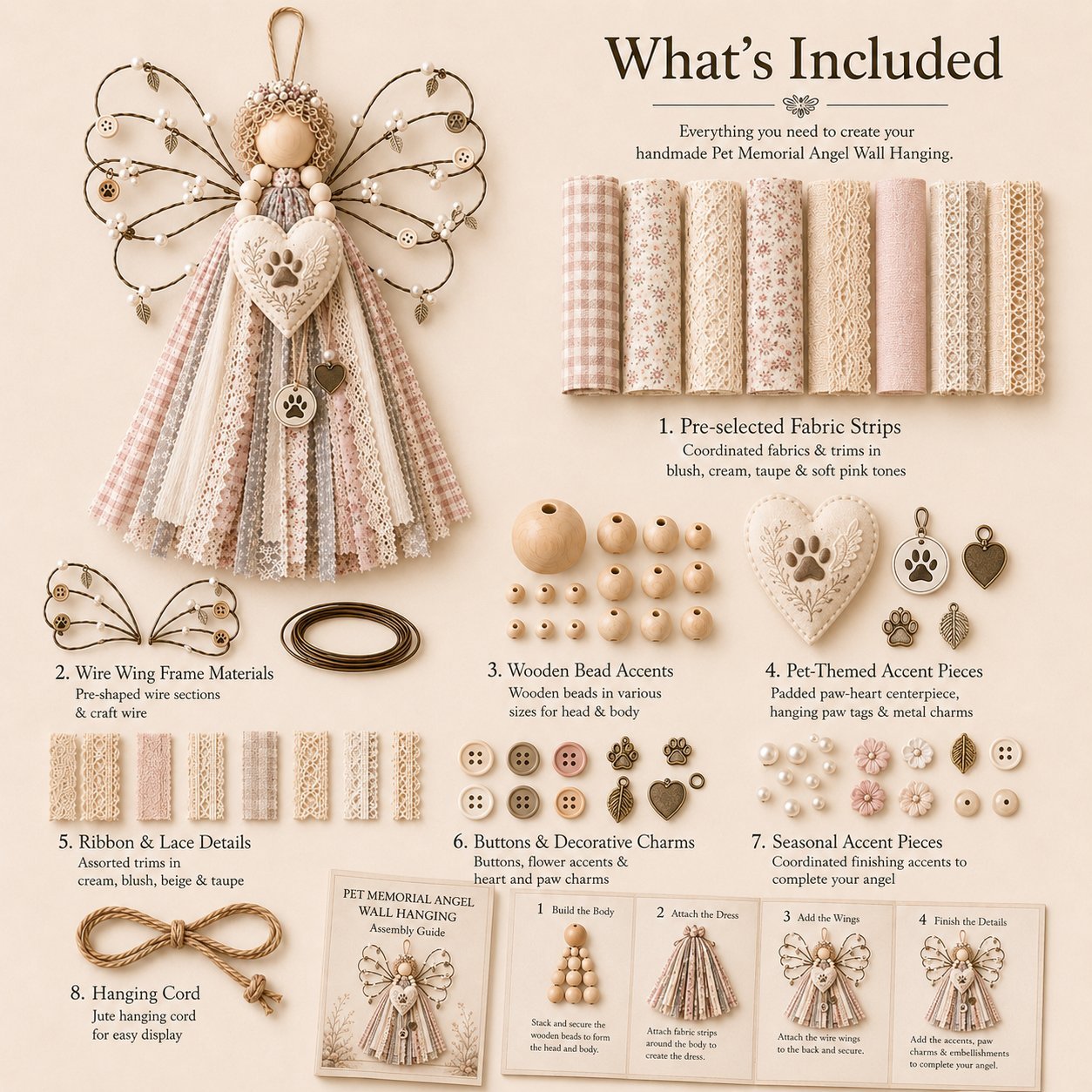 🪽 Angel Fabric Hanging DIY Kit – Create a Beautiful Handmade Angel Decoration