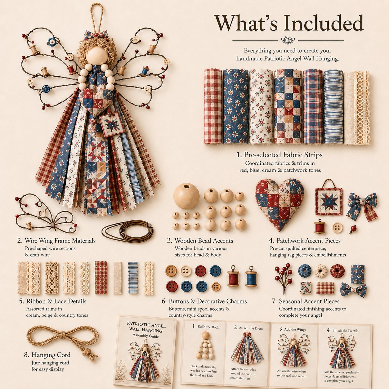 🪽 Angel Fabric Hanging DIY Kit – Create a Beautiful Handmade Angel Decoration