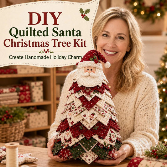 🔥LAST DAY 50% OFF - 🎄DIY Quilted Santa Christmas Tree Kit – Handmade Fabric Holiday Tabletop Tree Decor
