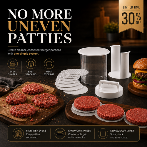 🔥 BBQ Season Essential! 🍔 Burger Patty Press Kit – Perfect For Grilling, Parties & Family Nights!
