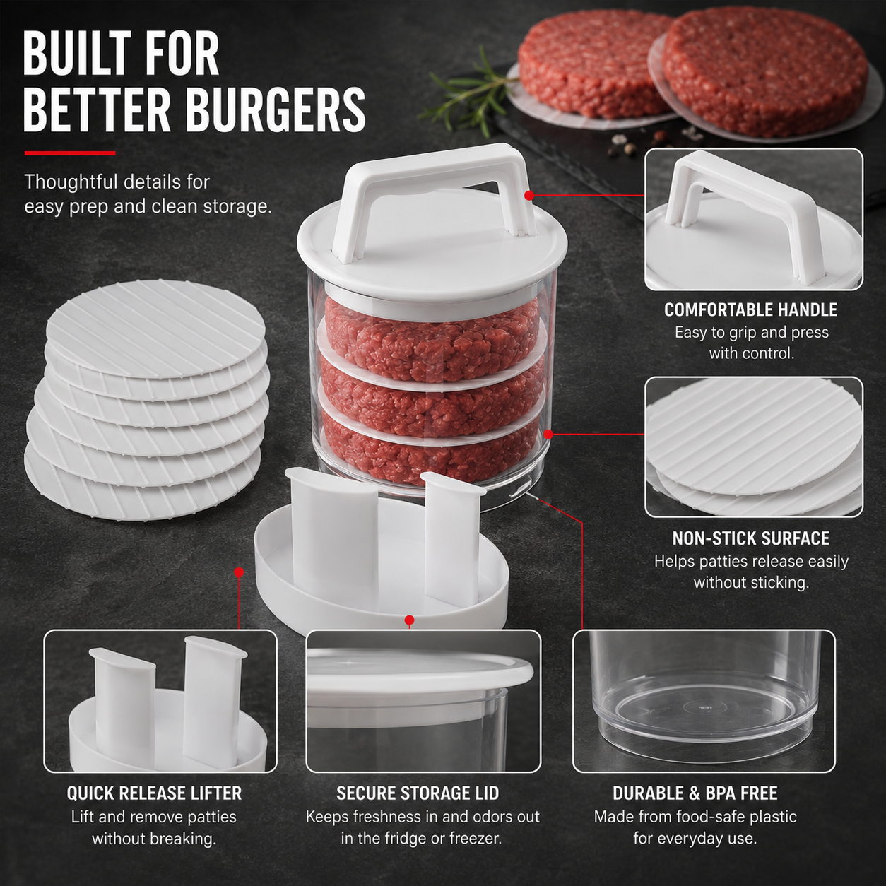🔥 BBQ Season Essential! 🍔 Burger Patty Press Kit – Perfect For Grilling, Parties & Family Nights!