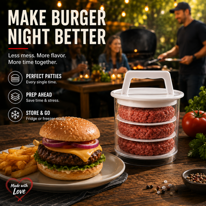 🔥 BBQ Season Essential! 🍔 Burger Patty Press Kit – Perfect For Grilling, Parties & Family Nights!