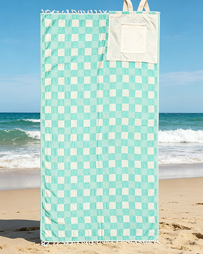 ⏰LAST DAY $20 OFF - 🏖️Sand Cloud 2-in-1 Turkish Cotton Towel Bag with Inner Zip Pocket & Sand-Repelling Fabric