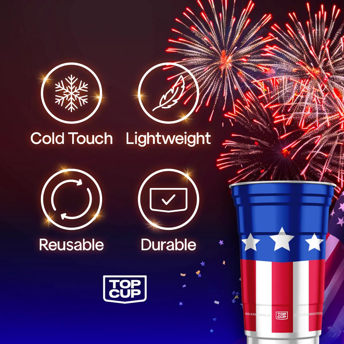 🇺🇸 250th Anniversary Patriotic Aluminum Party Cups (20oz)