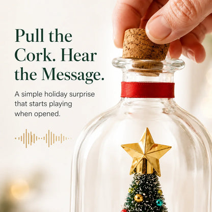 🎄 Capture Your Voice | Mr. Christmas 8" Recordable Christmas Tree Message in a Bottle with LED Light 🔔