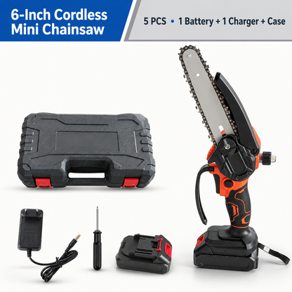 🪚 6-Inch Cordless Mini Chainsaw – Fast One-Handed Pruning 🪵
