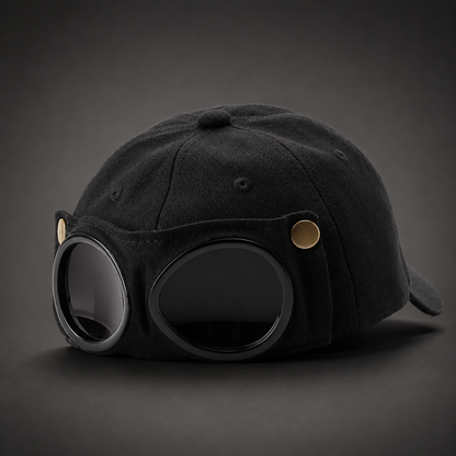 🧢 Cat Ear Aviator Goggle Baseball Cap with Tinted Lenses 🕶️