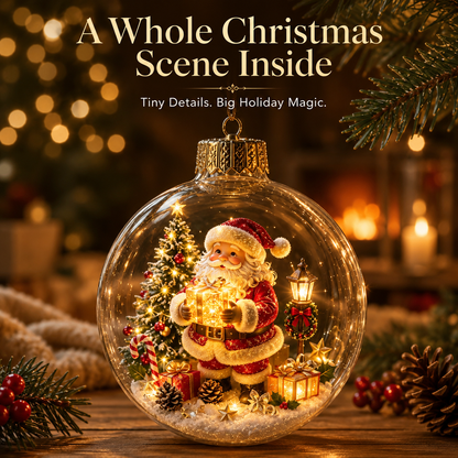 🎄 3D Miniature Christmas Globe Hanging Ornaments – 8 Collectible Scenes ✨