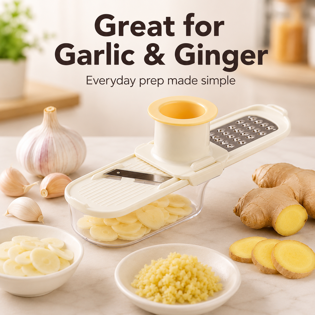 🧄 3-in-1 Multifunctional Ginger & Garlic Grater 🌶️