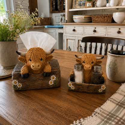 🐮 Cute Highland Cow Farmhouse Décor – Rustic Country Home Accent for Living Room, Kitchen & Entryway