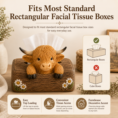 🐮 Cute Highland Cow Farmhouse Décor – Rustic Country Home Accent for Living Room, Kitchen & Entryway