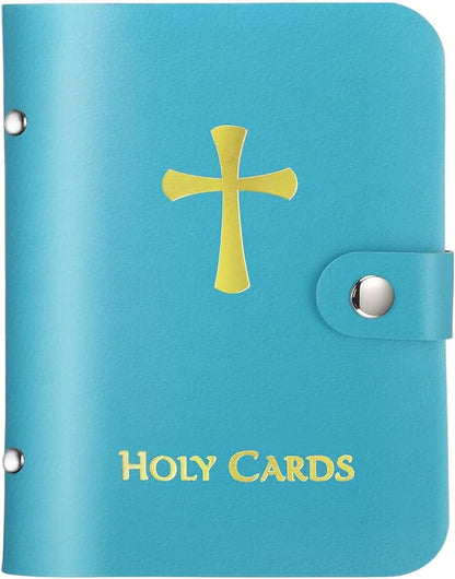 🙏Catholic Faux Leather Holy Card Holder – Pocket Prayer Card Organizer with Snap Closure🎁