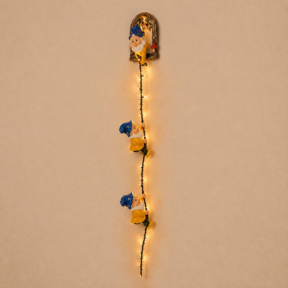 🎄 Handmade Climbing Gnome Christmas String Lights, Indoor Outdoor Wall Hanging Holiday Decor
