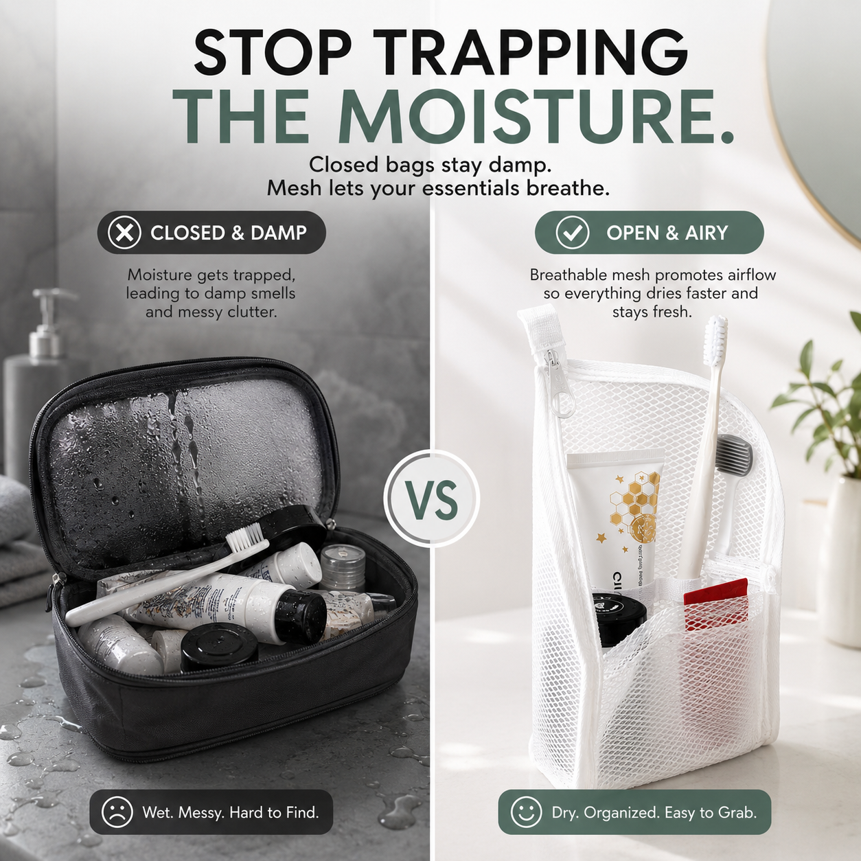 🧼 2-Pack Portable Quick-Dry Mesh Toiletry Bags – Hanging Travel Organizers with Toothbrush Slots!!!