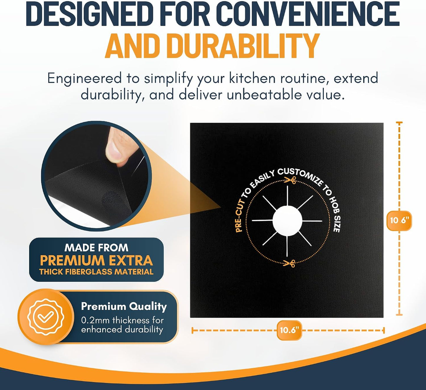 🥘 Reusable Gas Stove Burner Liners – 10.6 x 10.6 in | Heat-Resistant Cooktop Protector Mats | Set of 4 | ♻️