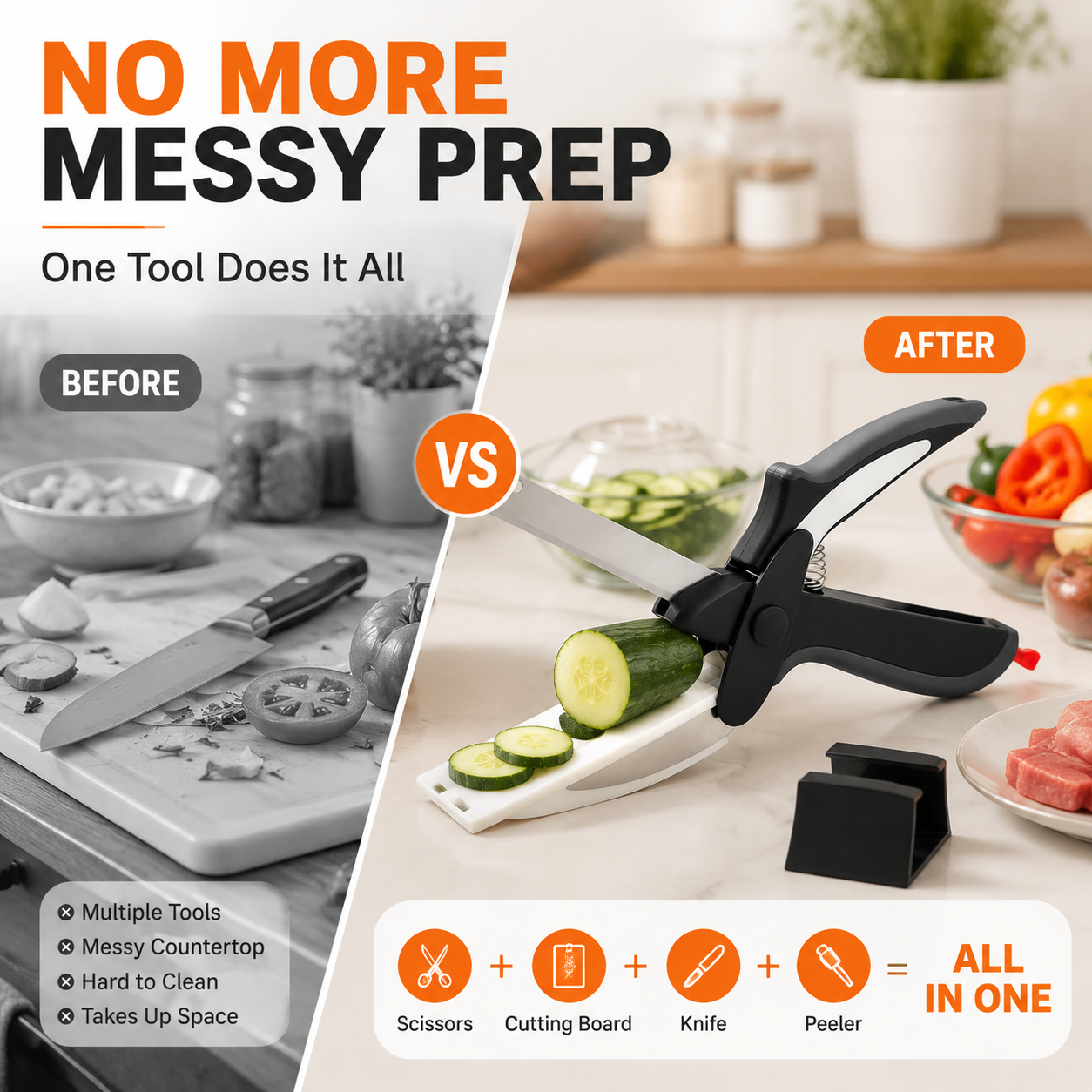 ✂️ 2-in-1 Kitchen Scissors With Cutting Board – Smart Food Prep Tool