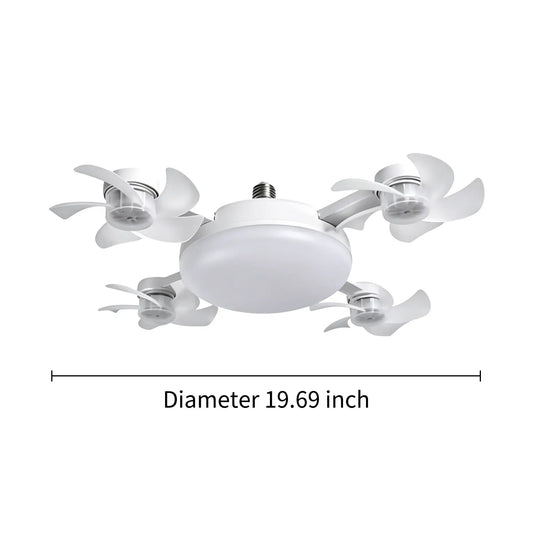 2026 New E27 Socket Ceiling Fan Light - 2-in-1 Silent LED Fan with Remote Control, Energy-Saving Cooling & Lighting Combo for Home Bedroom