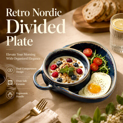 Retro Ceramic Divided Baking Dish with Single Handle