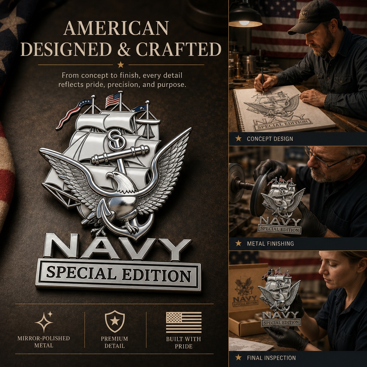 U.S. Navy Special Edition Metal Vehicle Badge, 🔥Buy 2 FREE SHIPPING