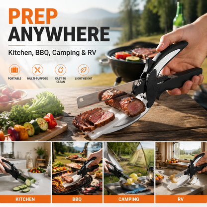 ✂️ 2-in-1 Kitchen Scissors With Cutting Board – Smart Food Prep Tool