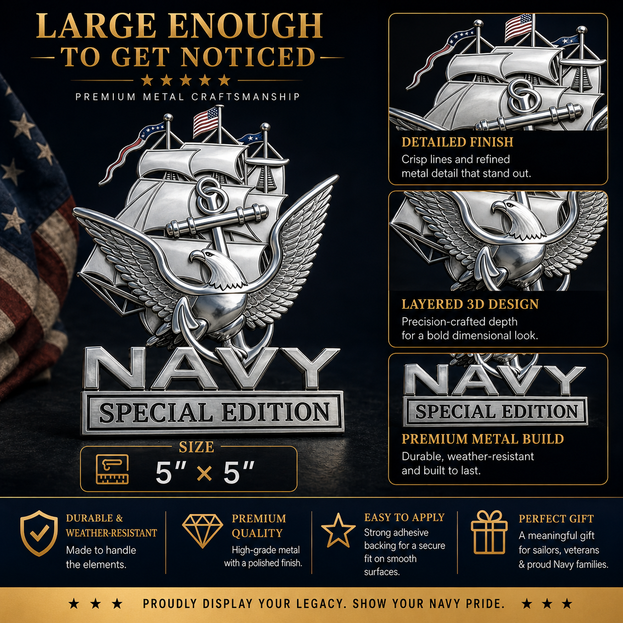 U.S. Navy Special Edition Metal Vehicle Badge, 🔥Buy 2 FREE SHIPPING