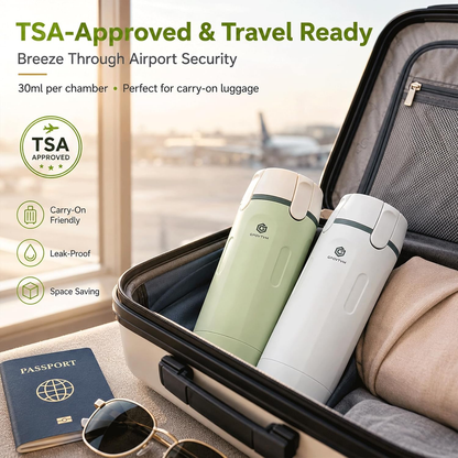 Travel Smart with 4-in-1 – Compact Leak-Proof Refillable Toiletry Dispenser