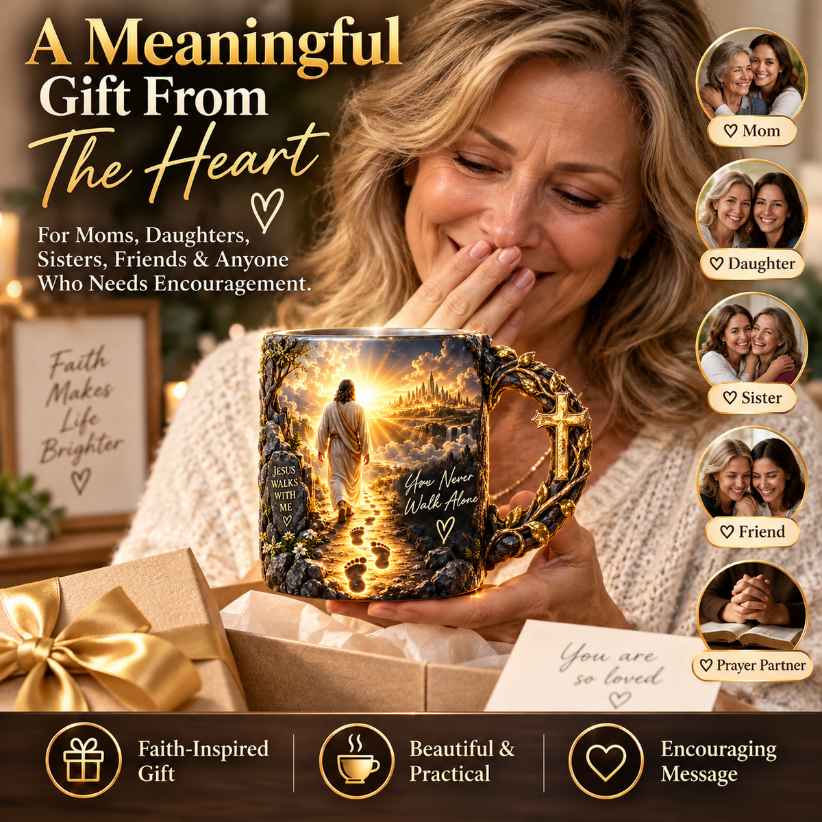 🔥Last Day 49% OFF🔥✝️ Jesus Walks With Me™ – Heat-Reveal Faith Mug | You Are Never Alone