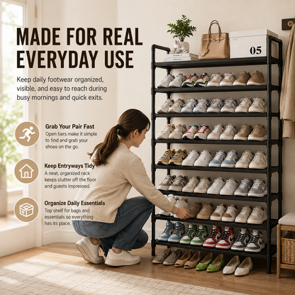 👟 Kitsure Shoe Organizer – 5-8 Tier Adjustable Rack with Side Handles, Easy Assembly & Versatile Storage for Any Room
