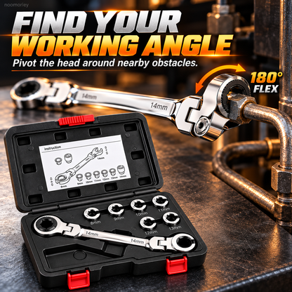 🔧 Flex-Head Ratcheting Flare Nut Wrench Kit