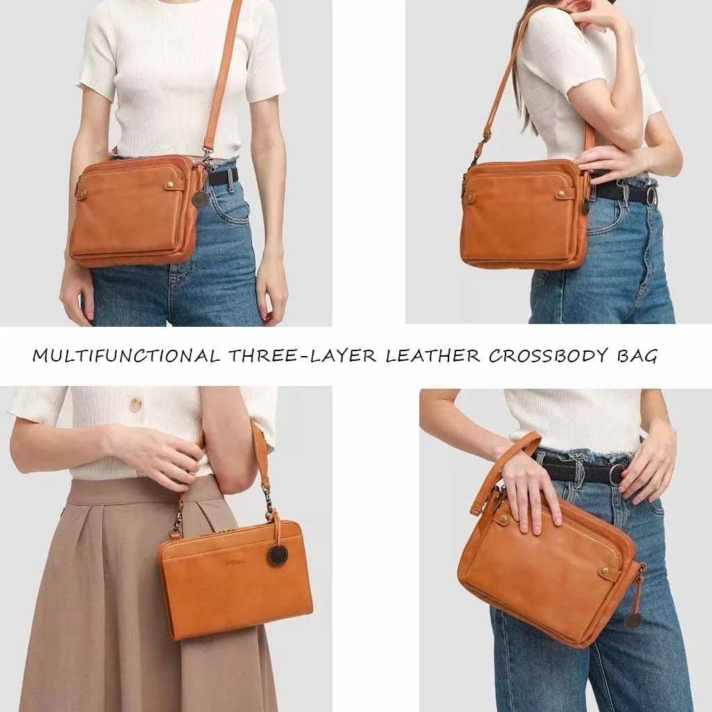🔥LAST DAY 49% OFF- Three-Layer Leather Crossbody Shoulder Bag