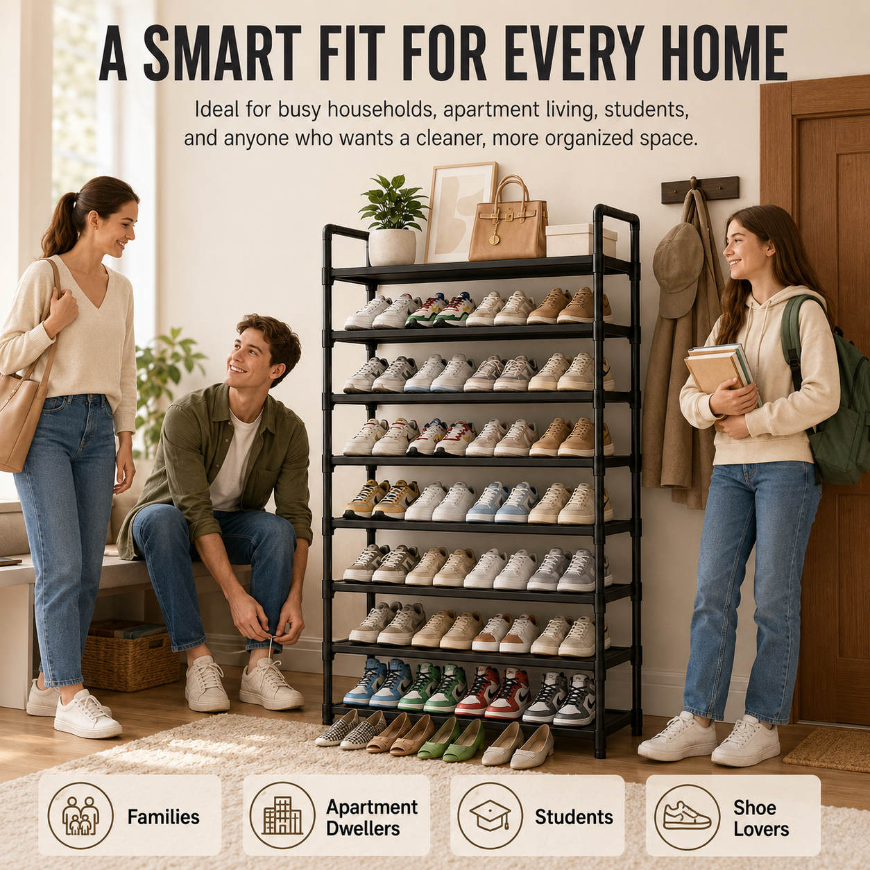 👟 Kitsure Shoe Organizer – 5-8 Tier Adjustable Rack with Side Handles, Easy Assembly & Versatile Storage for Any Room