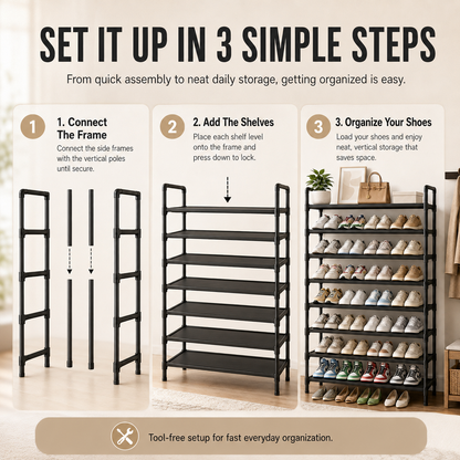 👟 Kitsure Shoe Organizer – 5-8 Tier Adjustable Rack with Side Handles, Easy Assembly & Versatile Storage for Any Room