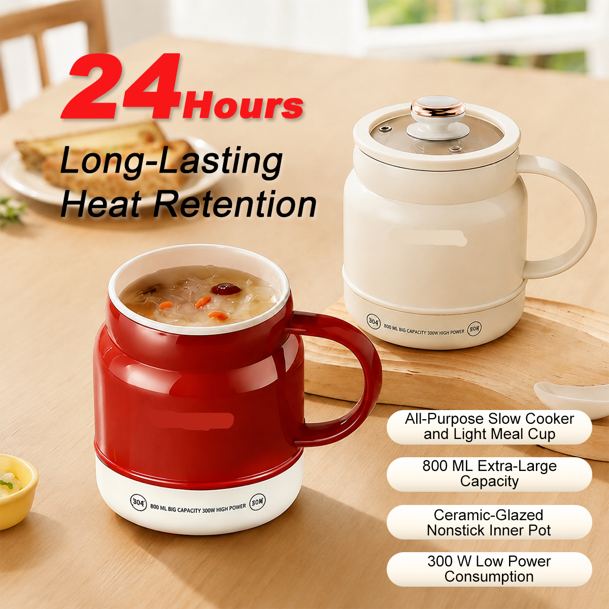 ☕ Portable Electric Cooking Mug – 800ML Multi-Function Hot Cup for Milk, Water, Soup & Travel ✈️💨
