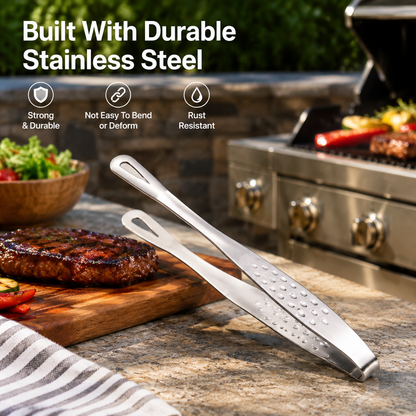 Stainless steel barbecue tongs