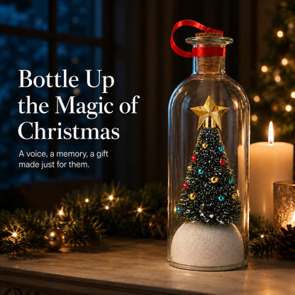 🎄 Capture Your Voice | Mr. Christmas 8" Recordable Christmas Tree Message in a Bottle with LED Light 🔔