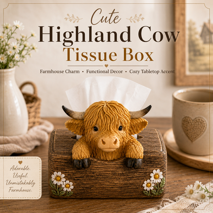 🐮 Cute Highland Cow Farmhouse Décor – Rustic Country Home Accent for Living Room, Kitchen & Entryway