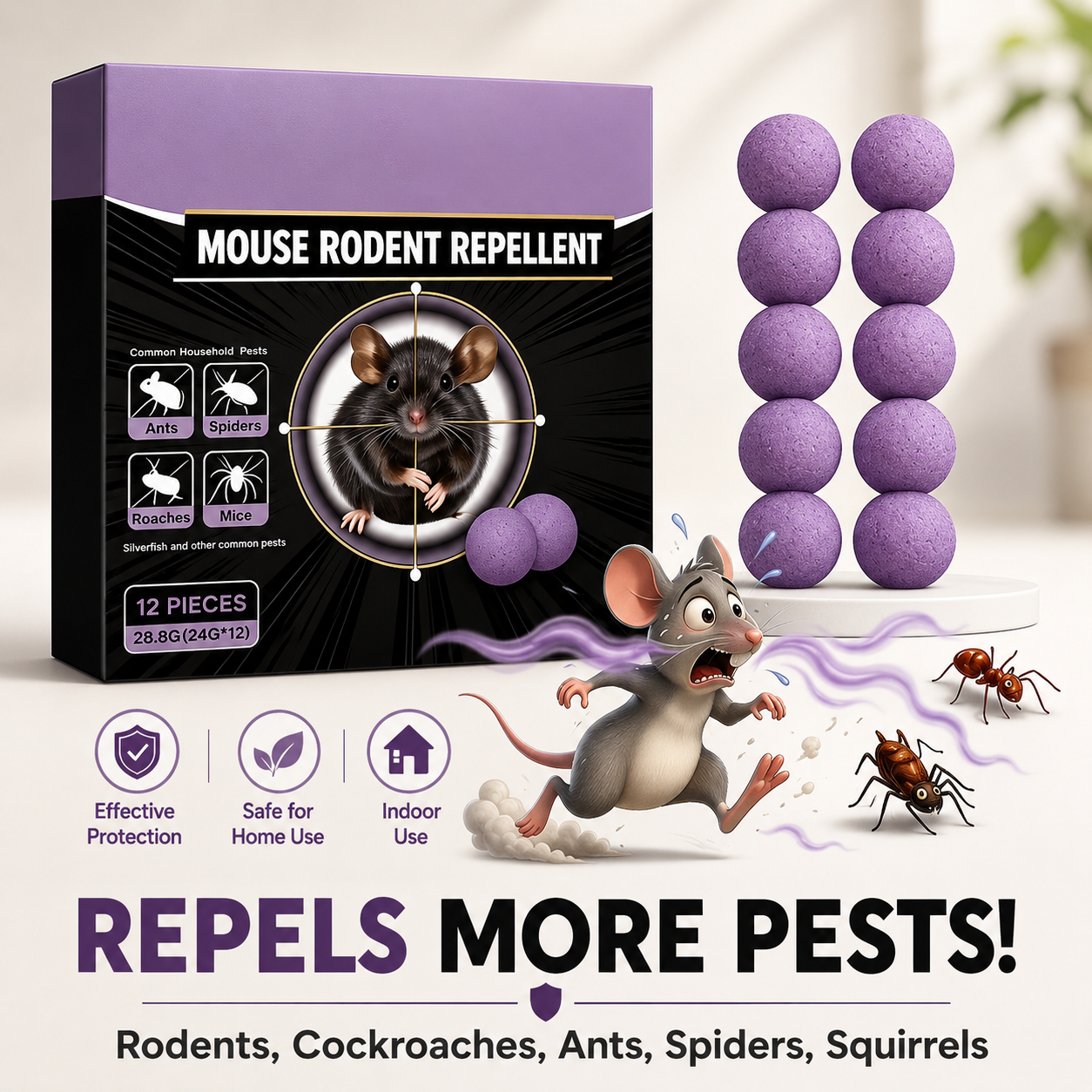 🔥 Limited Edition 49% OFF 🟣 Natural Peppermint Rodent Repellent Tablets – 12 Pack
