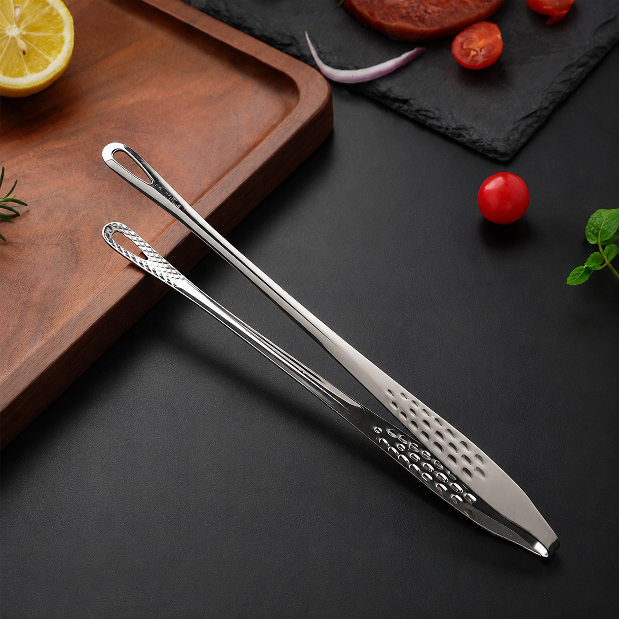 Stainless steel barbecue tongs