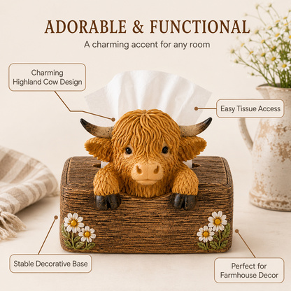 🐮 Cute Highland Cow Farmhouse Décor – Rustic Country Home Accent for Living Room, Kitchen & Entryway