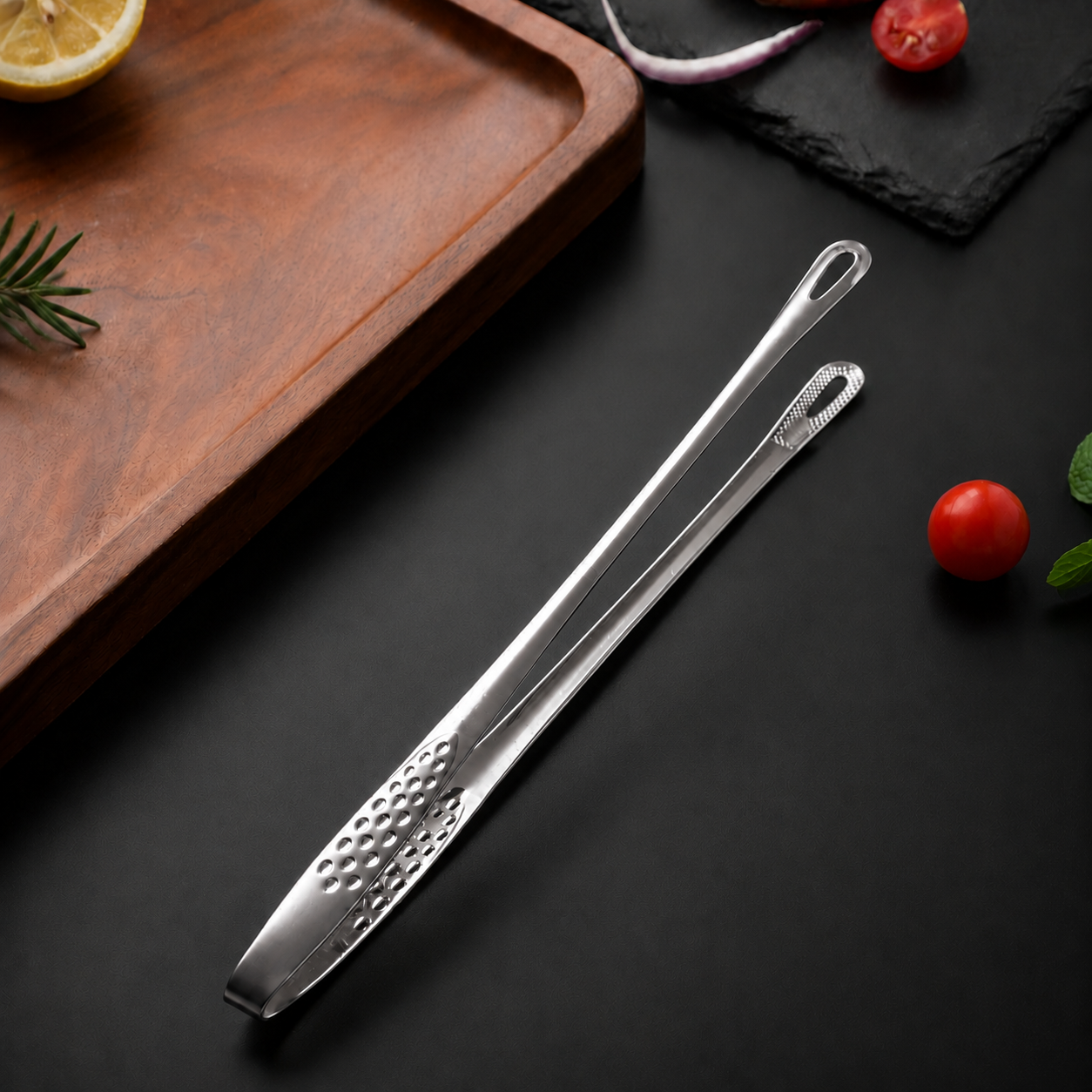 Stainless steel barbecue tongs