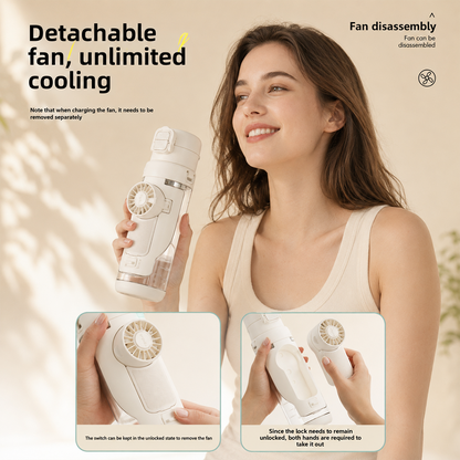 💨Spray Fan Cup – 2-in-1 Cooling Fan &amp; Double Drink Cup