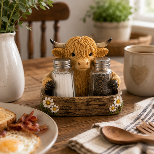 🐮 Cute Highland Cow Farmhouse Décor – Rustic Country Home Accent for Living Room, Kitchen & Entryway