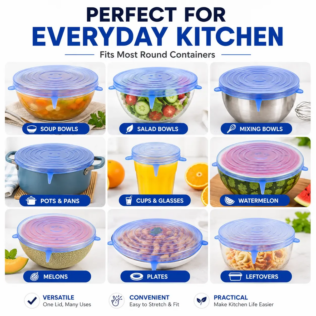 🍃 Silicone Stretch Lids – Ditch Plastic Wrap, Choose a Better Way
