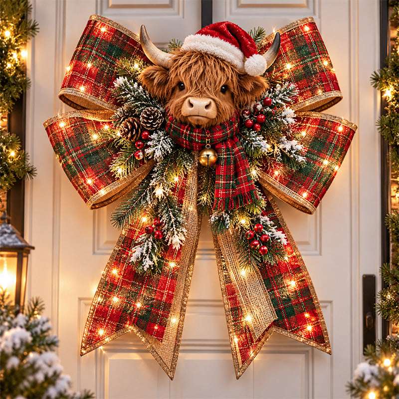 🎀 Giant Light-Up Christmas Bows – Magical Holiday Door Hangers in 6 Styles 🎄✨