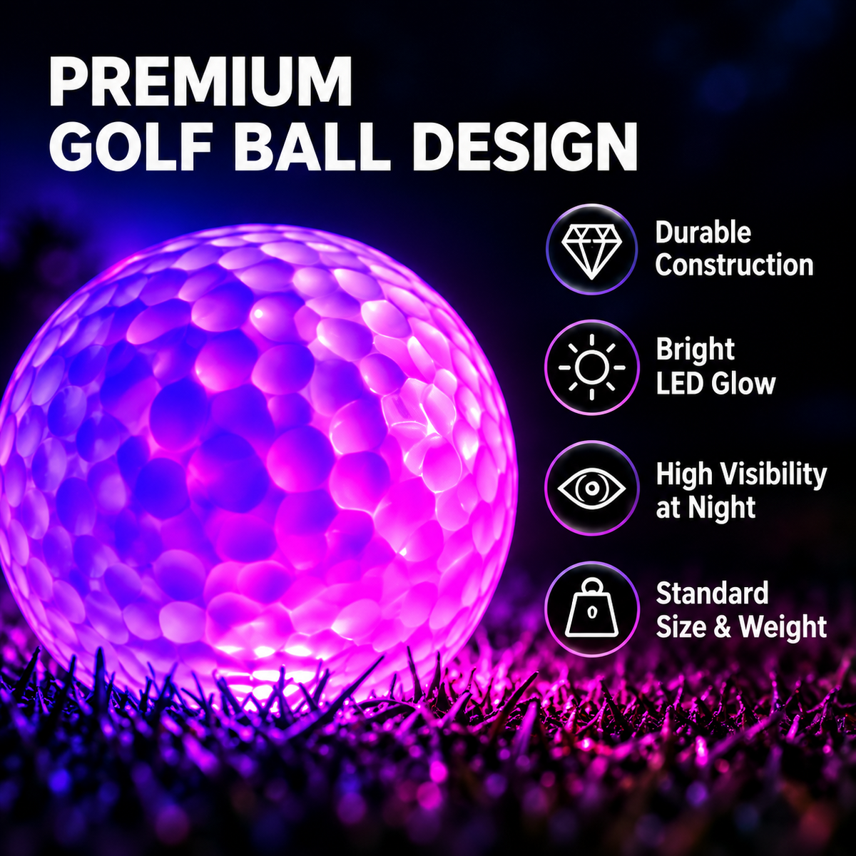 Glow-in-the-Dark Golf Balls (6-Pack) for Night Play