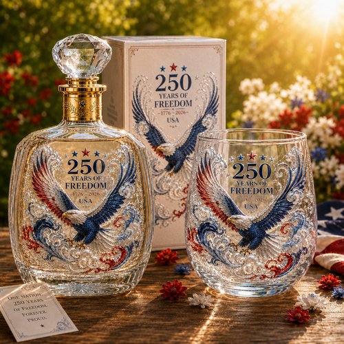 Limited Edition 2026 USA 250 Years of Freedom Eagle Glass Gift Set