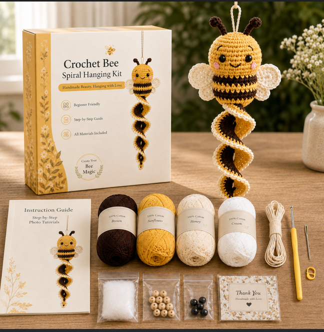 🧶Crochet Spiral Hanging Kit – Beginner-Friendly DIY Garden Animal Decor🌿