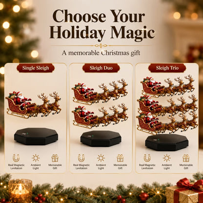 🎅 Floating Santa Sleigh with 4 Reindeer – Magnetic Levitation Christmas Display