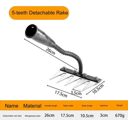 Detachable carbon steel blade rake